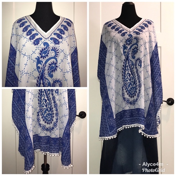 🦋NY & Co Pom Pom Paisley Caftan🦋 - Picture 6 of 8